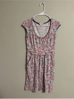 Boden Margot Jersey Scoop Neck Dress Size 4P Paisley Print Modal Cotton Pockets